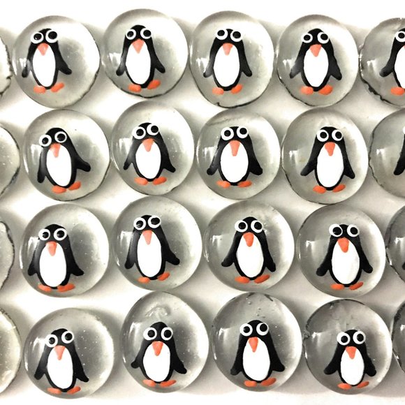 Hand Painted Penguins Hand Painted Glass Gems Party Favor Decorations -Set of 24 - Picture 1 of 4